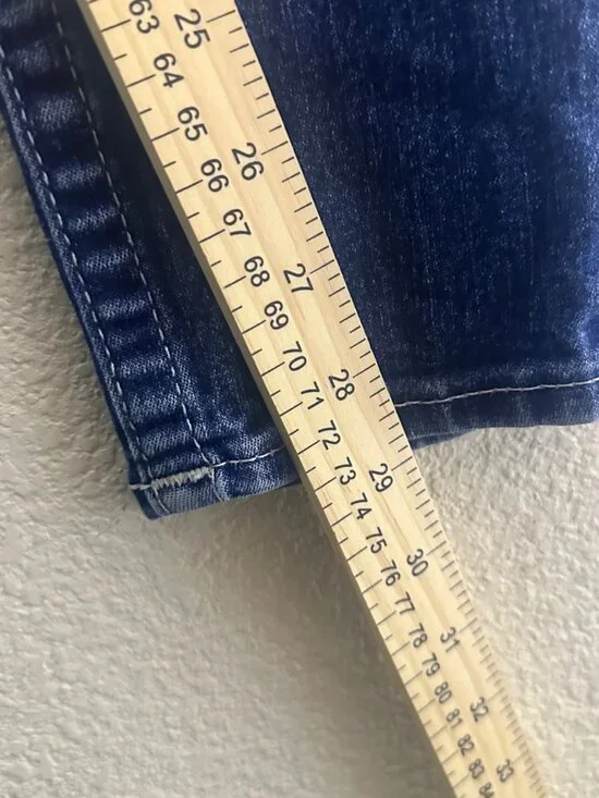 True Religion Women 30 Denim Blue Jean Pant USA Made Legging Tapered Slim Y2K - Picture 5 of 16